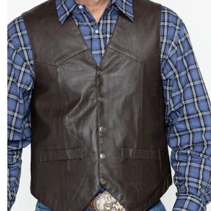 Scully Men's Leather Snap Front Vest In Black....Size Large